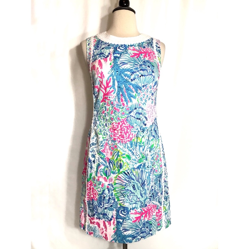 Lilly Pulitzer Sleeveless Multicolor Shift Dress Size 0 NWOT